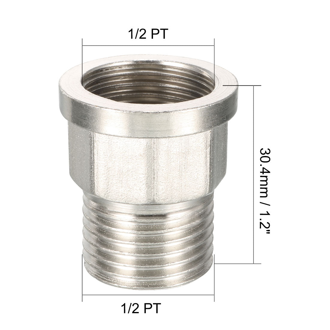 uxcell Uxcell Brass Garden Pipe Fitting Adapter 1/2 PT Male x 1/2 PT Female Coupling
