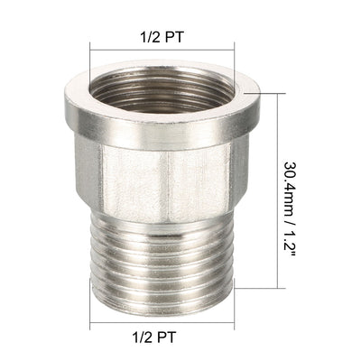 Harfington Uxcell Brass Garden Pipe Fitting Adapter 1/2 PT Male x 1/2 PT Female Coupling