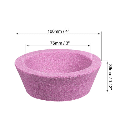 Harfington Uxcell 4-Inch Flaring Cup Grinding Wheel 80 Grits Pink Aluminum Oxide PA Surface Grinding Ceramic Tools