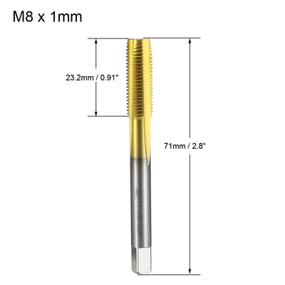 Harfington Uxcell Metric Tap M8 x 1 H2 Right Hand Thread Plug Ti-coated for Threading Tapping