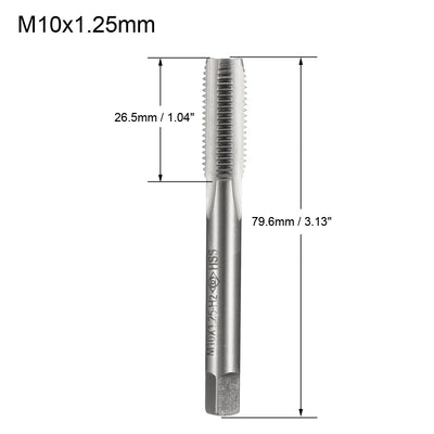 Harfington Uxcell Metric Tap M10 x 1.25mm Pitch H2 Right Hand Thread Plug  HSS for Threading Machine Electric Drill DIY 2pcs