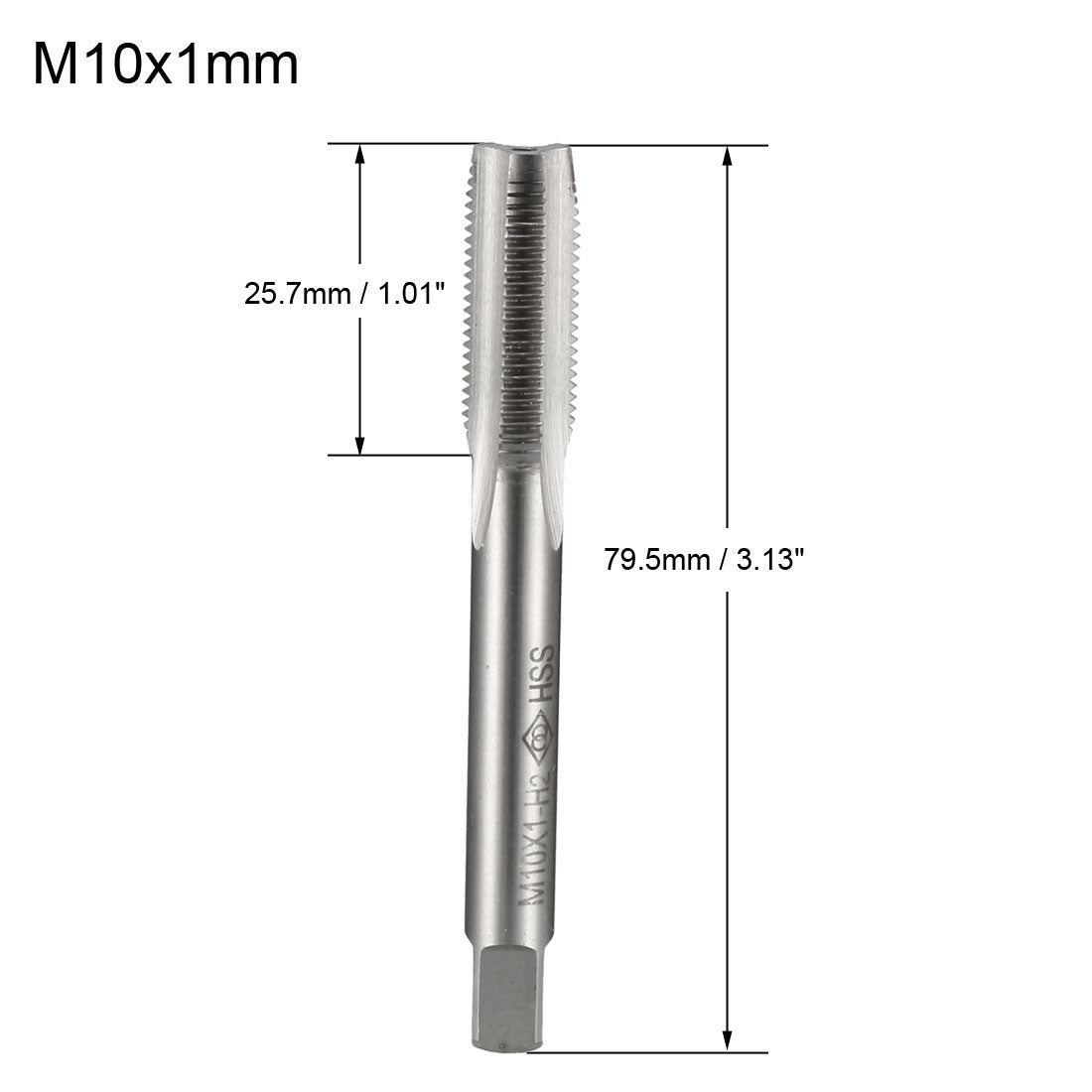 uxcell Uxcell Metric Tap M10 x 1mm Pitch H2 Right Hand Thread Plug  HSS for Threading Machine Electric Drill DIY 2pcs