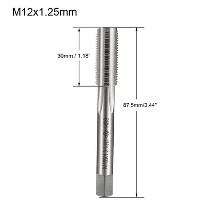 Harfington Uxcell Metric Tap M12 x 1.25mm Pitch H2 Right Hand Thread Plug  HSS for Threading Machine Electric Drill DIY 2pcs