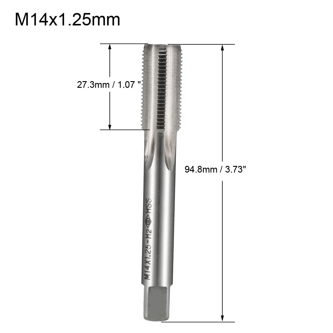 uxcell Uxcell Metric Tap M14 x 1.25mm Pitch H2 Right Hand Thread Plug  HSS for Threading Machine Electric Drill DIY 2pcs