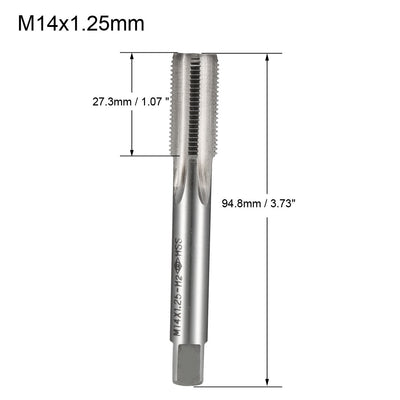Harfington Uxcell Metric Tap M14 x 1.25mm Pitch H2 Right Hand Thread Plug  HSS for Threading Machine Electric Drill DIY 2pcs
