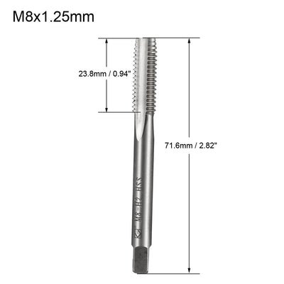 Harfington Uxcell Metric Tap M8 x 1.25mm Pitch H2 Right Hand Thread Plug  HSS for Threading Machine Electric Drill DIY 2pcs