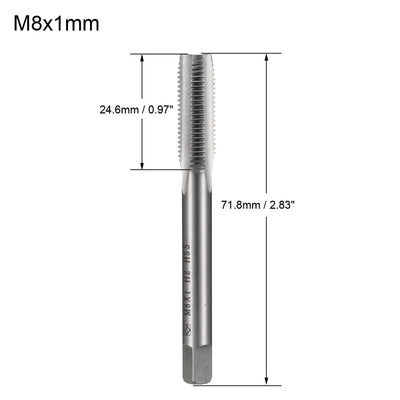 Harfington Uxcell Metric Tap M8 x 1mm Pitch H2 Right Hand Thread Plug  HSS for Threading Machine Electric Drill DIY 2pcs