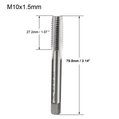 Harfington Uxcell Metric Tap M10 x 1.5mm Pitch H2 Right Hand Thread Plug  HSS for Threading Machine Electric Drill DIY 2pcs