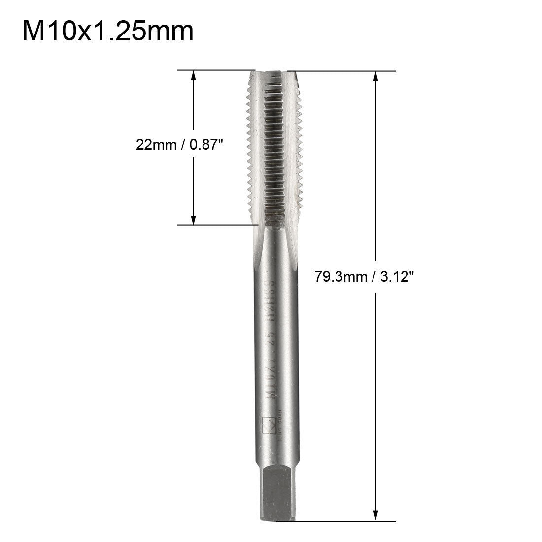uxcell Uxcell Metric Taps M10 x 1.25mm Pitch H2 Right Hand Thread Plug  HSS for Threading Machine Electric Drill DIY 2pcs