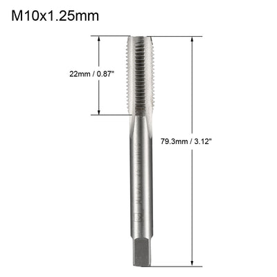 Harfington Uxcell Metric Taps M10 x 1.25mm Pitch H2 Right Hand Thread Plug  HSS for Threading Machine Electric Drill DIY 2pcs