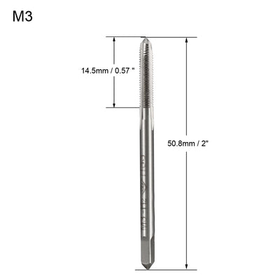 Harfington Uxcell Metric Tap M3 Pitch 3 Flutes H2 Thread Plug  HSS for Clocks and Watches DIY 2.5 x 2.5mm Square End