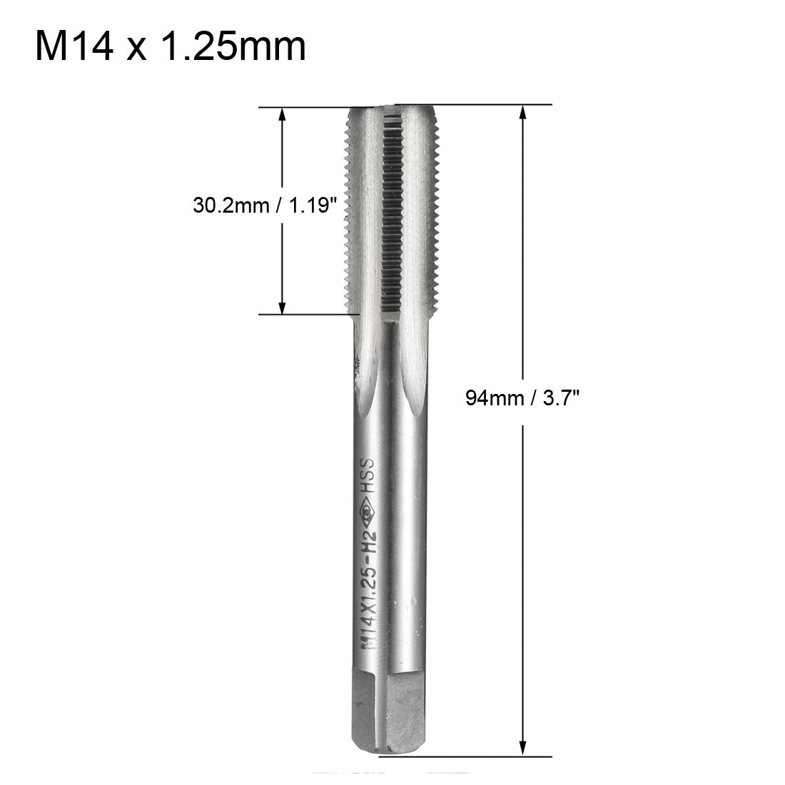 Uxcell Uxcell Metric Tap M14x1.25mm Pitch H2 Right Hand Thread Plug  HSS for Threading Machine Electric Drill DIY