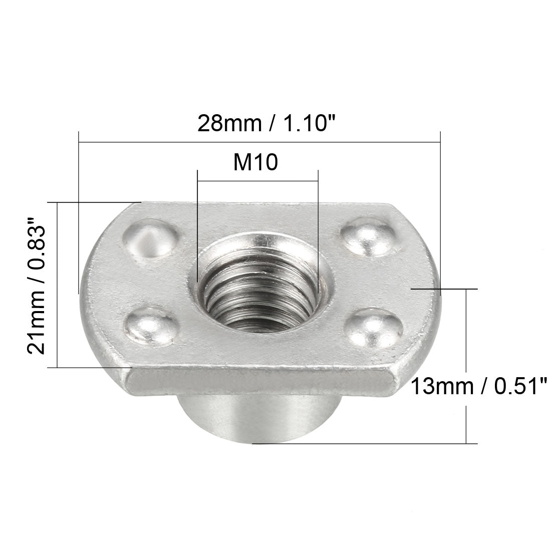 Uxcell Uxcell Weld Nuts,M8 Tab Base UNC Carbon Steel Machine Screw 4 Projection Silver 10Pcs