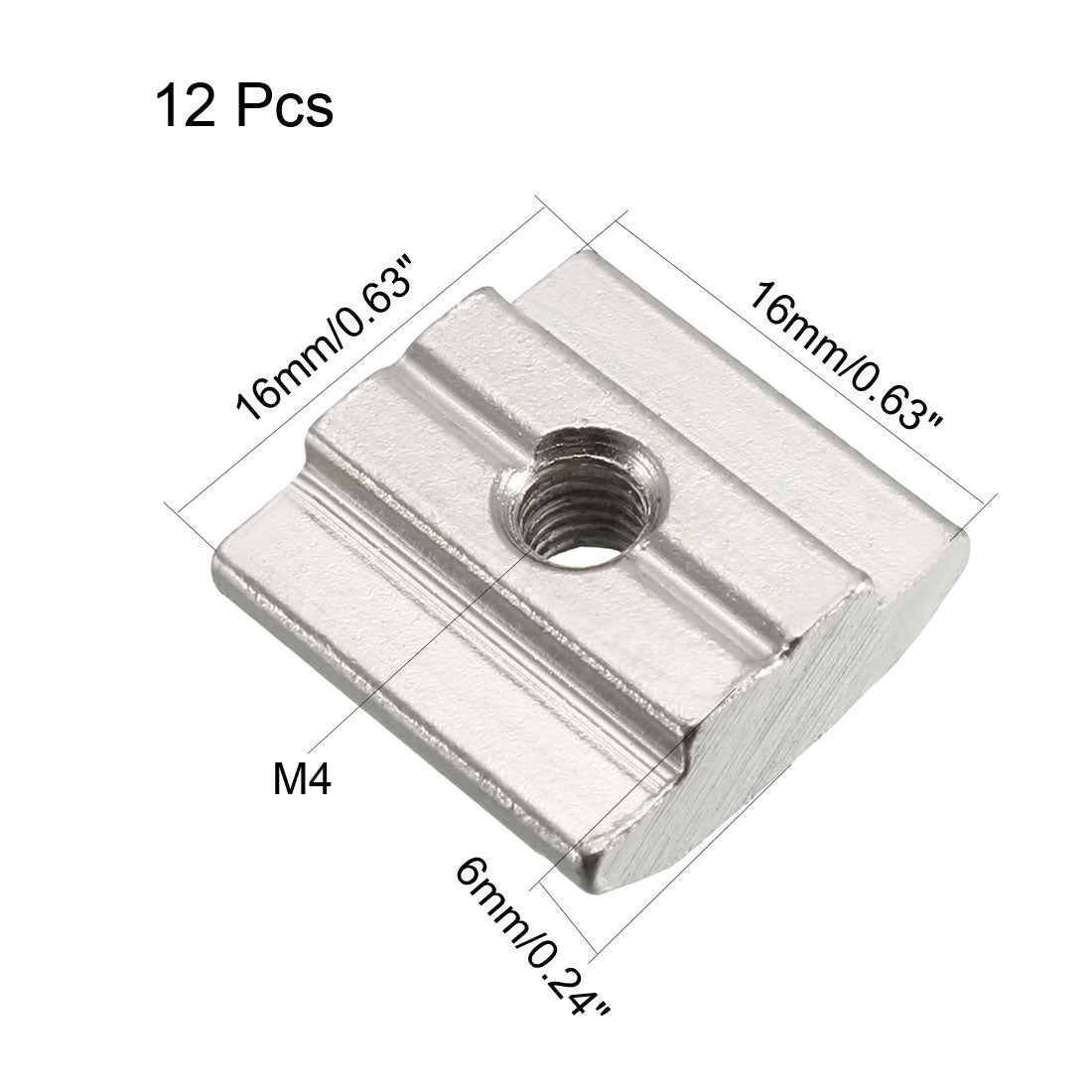 uxcell Uxcell Slide in T-Nut,  Threaded for 3030 Series Aluminum Extrusions Profile 12 Pcs