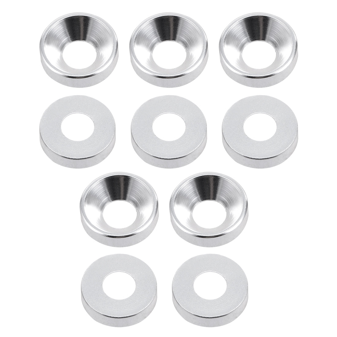 Uxcell Uxcell 10 Pcs 12mm x 5mm x 3.2mm Aluminum Alloy Countersunk Washer Silver