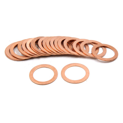 Harfington 20 Pcs 19mm Inner Diameter Copper Washers Flat Sealing Gasket O-Shape Rings