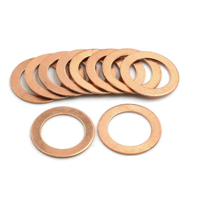 Harfington 10 Pcs 20mm Inner Diameter Copper Washers Flat Sealing Rings Gasket Fitting