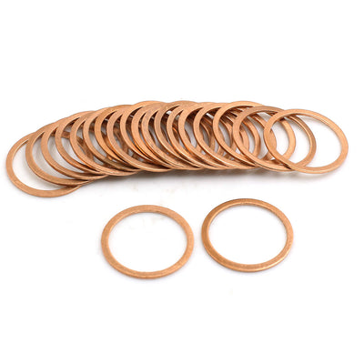 Harfington 20pcs 22mm Inner Diameter Copper Washers Flat Sealing Gaskets Rings