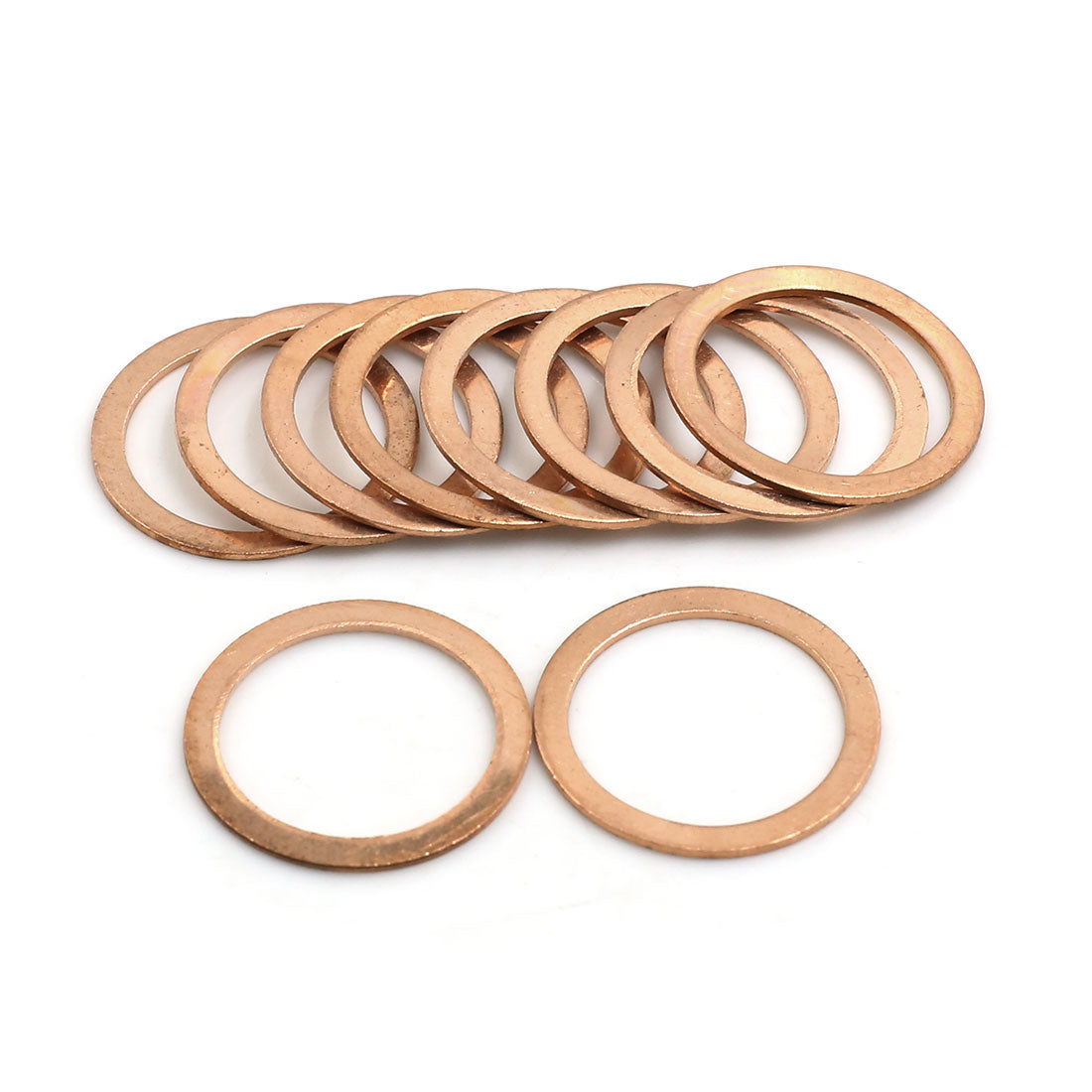 Harfington 10 Pcs 22mm Inner Diameter Copper Washers Flat Sealing Gasket O-Shape Rings