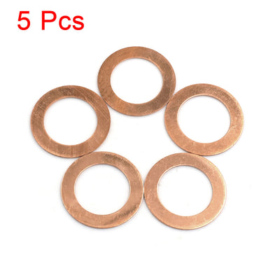 Harfington 5pcs 26mm Inner Dia Copper Washers Flat Sealing Gaskets Ring for Car