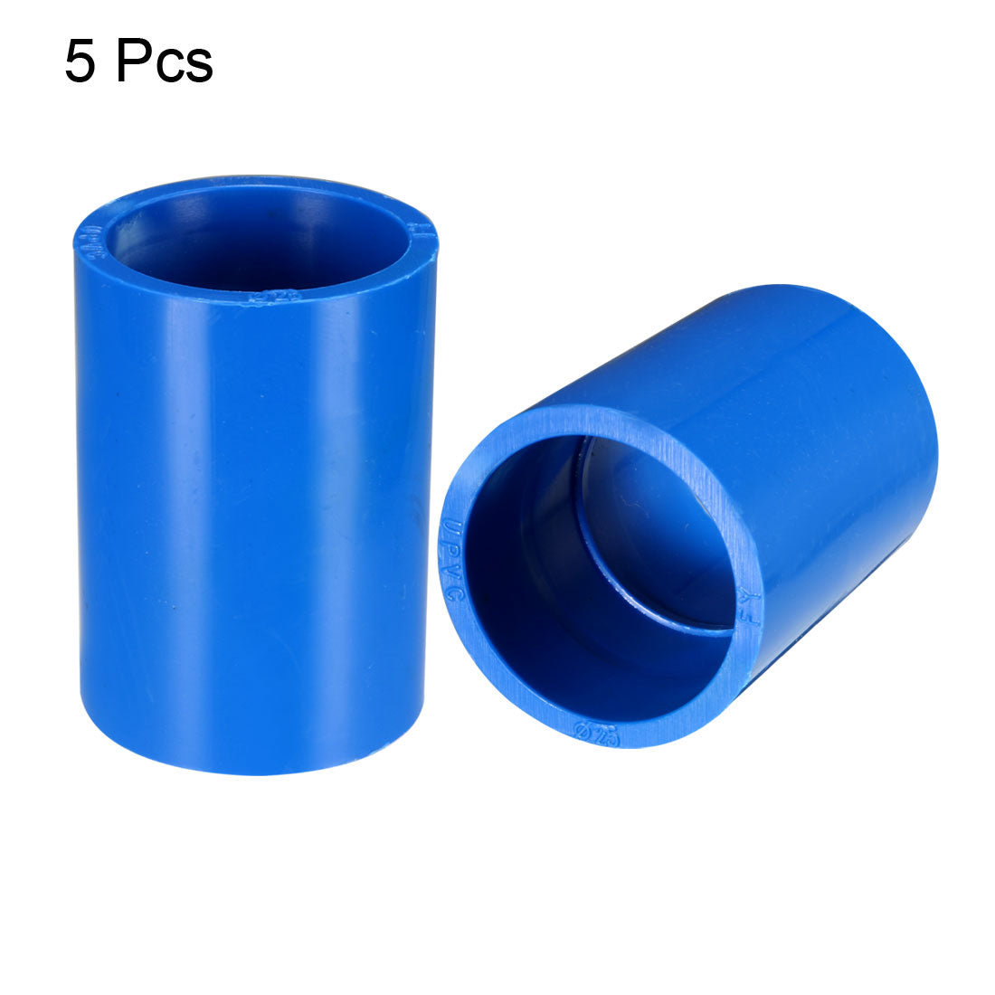 uxcell Uxcell 25mm Straight PVC Pipe Fitting Coupling Adapter Connector Blue 5Pcs