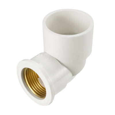 uxcell Uxcell 32mm Slip x 3/4PT Female Thread 90 Degree PVC Pipe Fitting Elbow 3 Pcs
