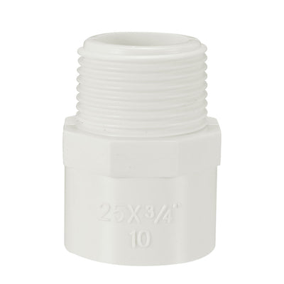 uxcell Uxcell 25mm Slip x 3/4 PT Male Thread PVC Pipe Fitting Adapter Connector 5 Pcs