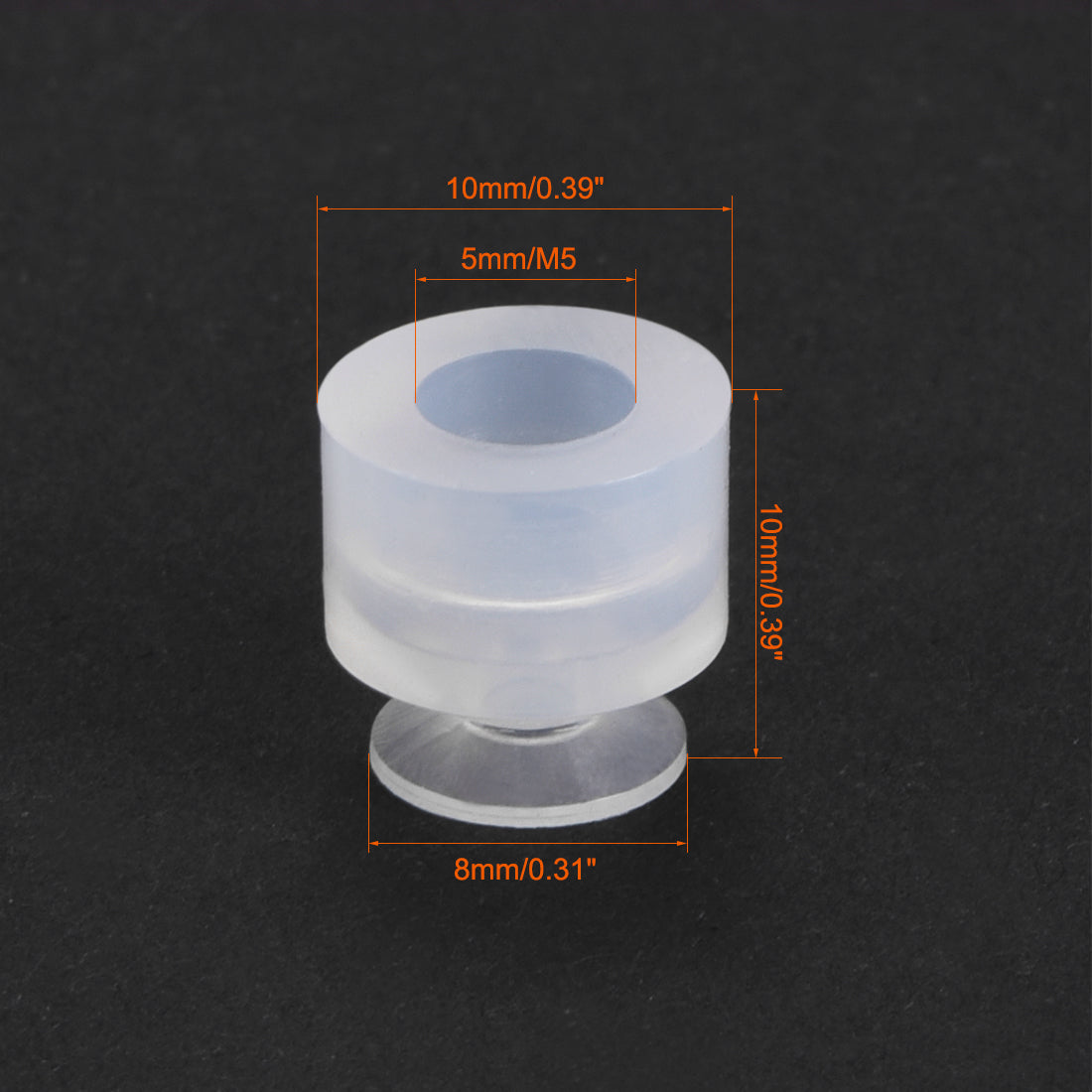 uxcell Uxcell Clear White Soft Silicone Waterproof  Miniature Vacuum Suction Cup 8mmx5mm Bellows Suction Cup,4pcs