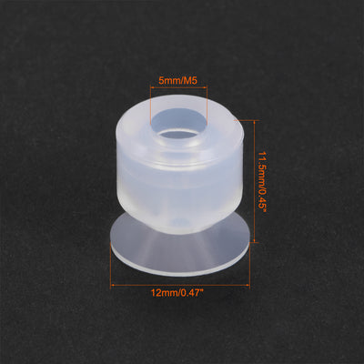 Harfington Uxcell Clear White Soft Silicone Waterproof  Miniature Vacuum Suction Cup 12mmx5mm Bellows Suction Cup