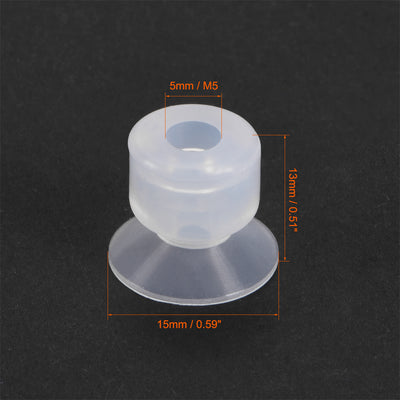 Harfington Uxcell Clear White Soft Silicone Waterproof  Miniature Vacuum Suction Cup 15mmx5mm Bellows Suction Cup