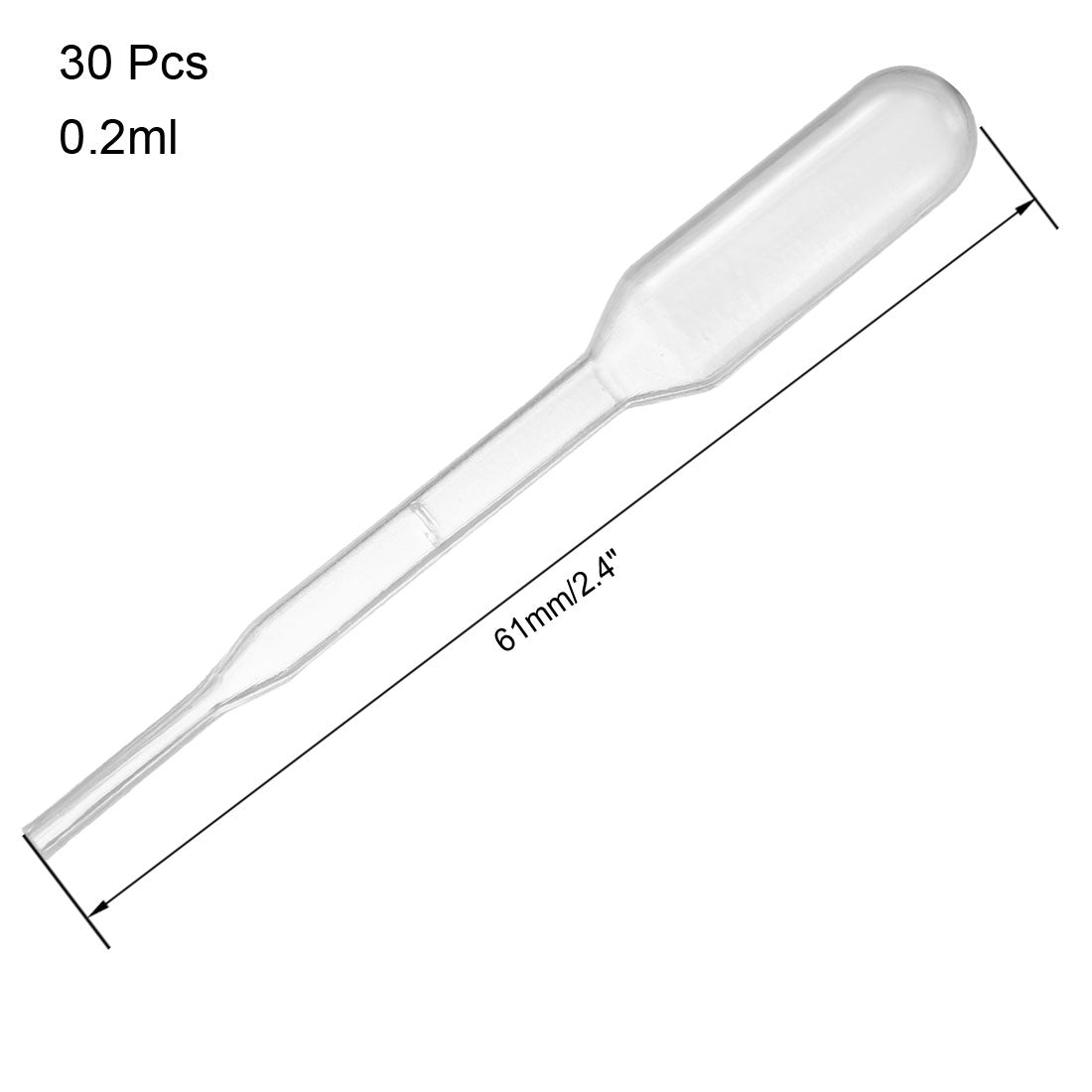 uxcell Uxcell 30 Pcs 3ml Disposable Pasteur Pipettes Test Tubes Liquid Drop Droppers 61mm Long