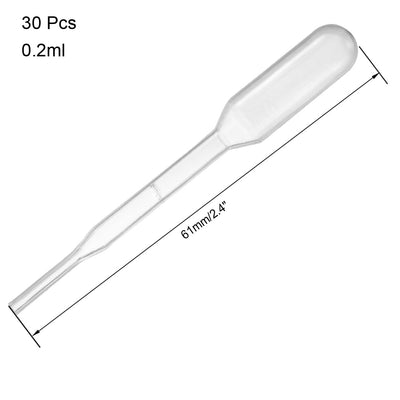 Harfington Uxcell 30 Pcs 3ml Disposable Pasteur Pipettes Test Tubes Liquid Drop Droppers 61mm Long