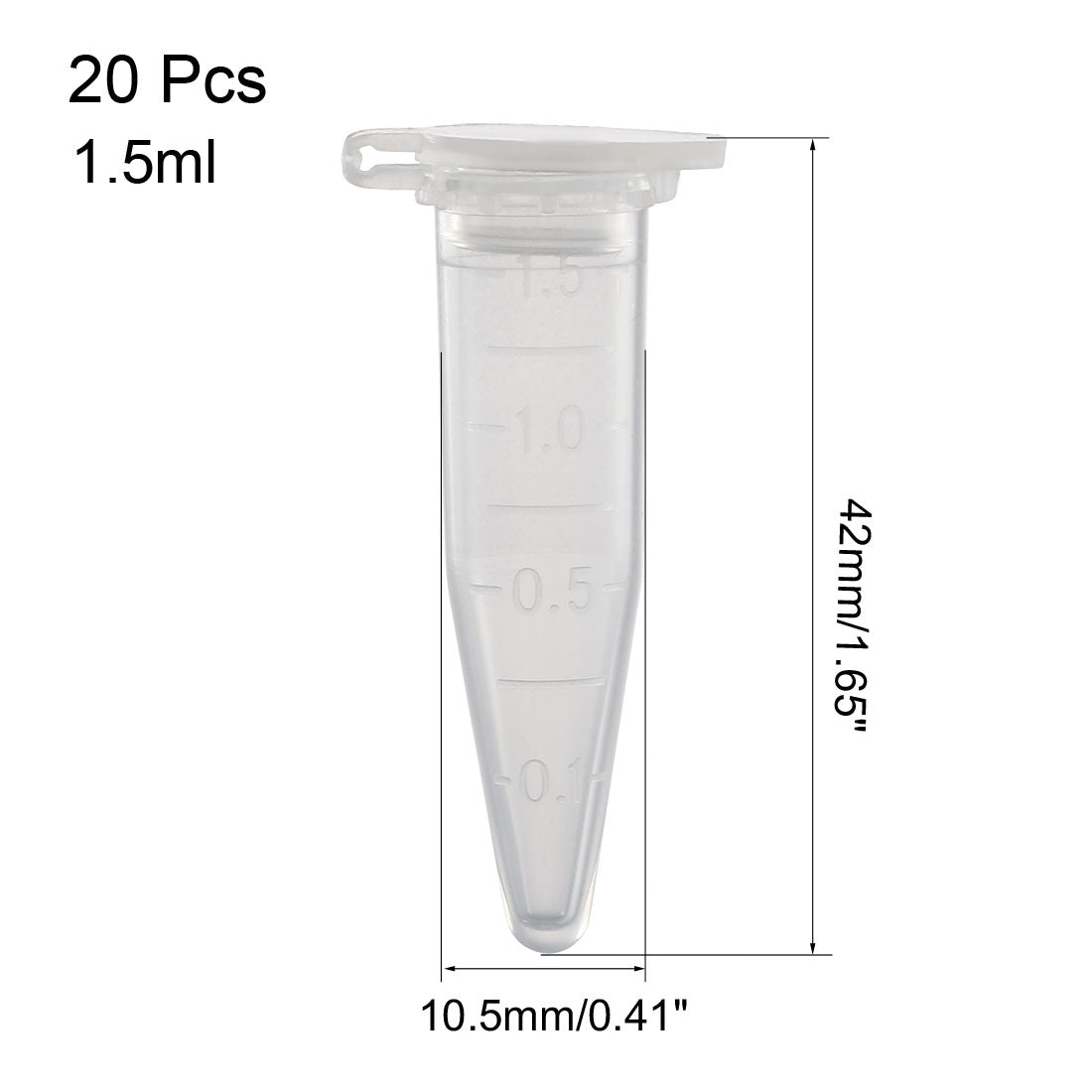 uxcell Uxcell 20 Pcs 1.5ml Plastic Centrifuge Tubes with Attached Cap, Conical Bottom, Graduated Marks