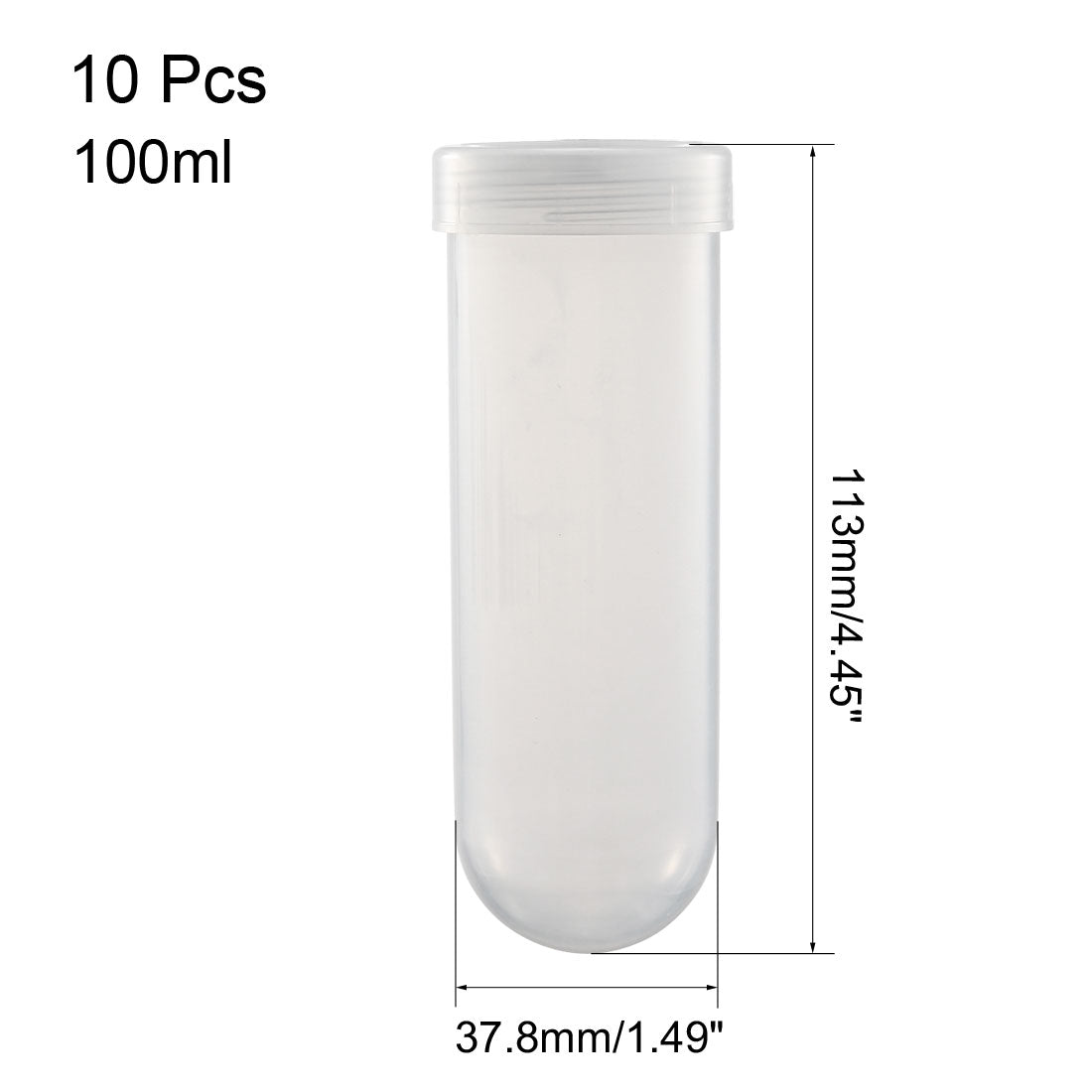 uxcell Uxcell 10 Pcs 100ml Plastic Centrifuge Tubes with Screw Cap, Round Bottom