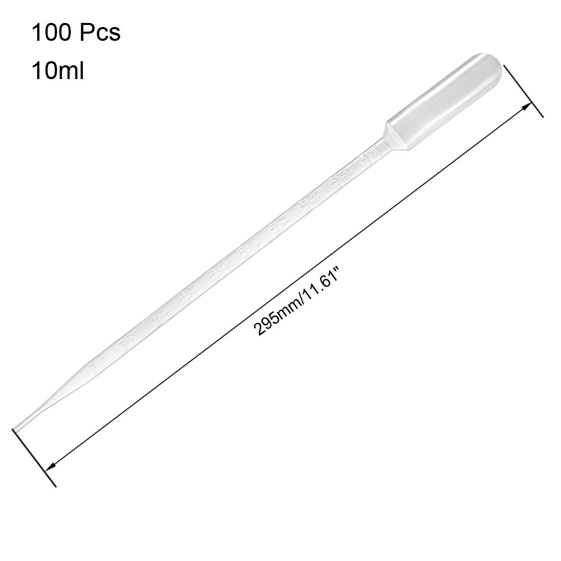 uxcell Uxcell 100 Pcs 10ml Disposable Pasteur Pipettes Test Tubes Liquid Drop Droppers Graduated 295mm Long