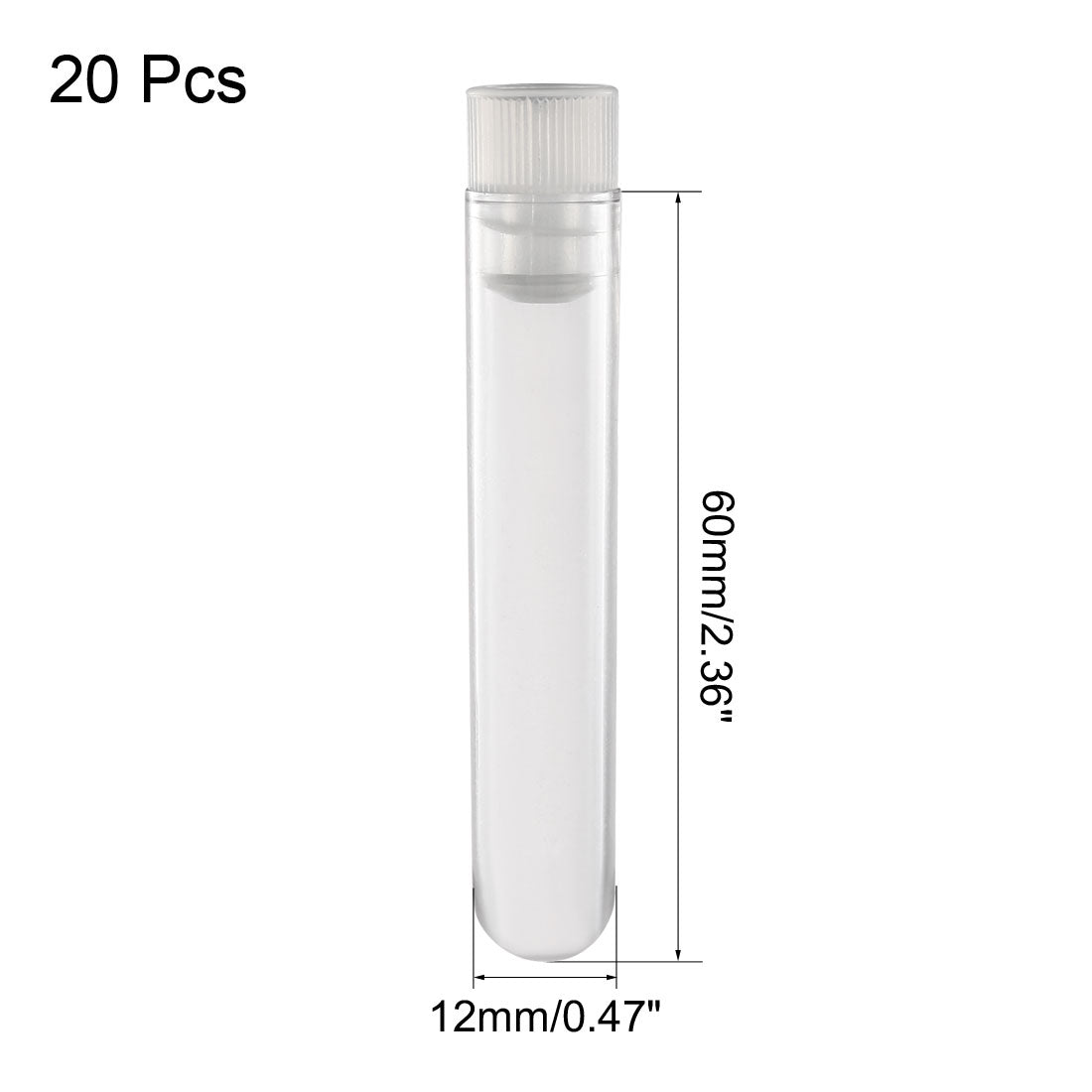Uxcell Uxcell 20 Pcs Centrifuge Test Tubes Round Bottom Polystyrene with White Cap 12 x 100mm