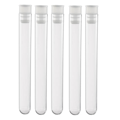 uxcell Uxcell 20 Pcs Centrifuge Test Tubes Round Bottom Polystyrene with  White Cap 13 x 100mm