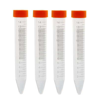 uxcell Uxcell 10 Pcs 15ml Plastic Centrifuge Tubes with Orange Screw Cap, Conical Bottom, Graduated Marks
