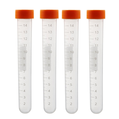 Harfington Uxcell 10 Pcs 15ml Plastic Centrifuge Tubes with Orange Screw Cap, Round Bottom, Graduated Marks
