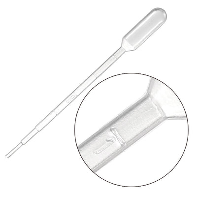 Harfington Uxcell 50 Pcs 1ml Disposable Pasteur Pipettes Test Tubes Liquid Drop Droppers Graduated 144mm Long