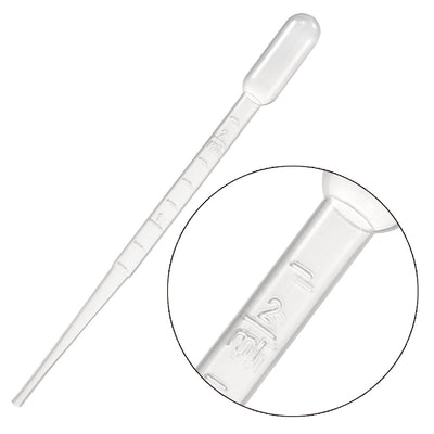 Harfington Uxcell 30 Pcs 2ml Disposable Pasteur Pipettes Test Tubes Liquid Drop Droppers Graduated 146mm Long