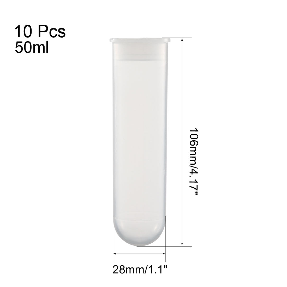 uxcell Uxcell 10 Pcs 50ml Plastic Centrifuge Tubes with Attached Cap, Round Bottom