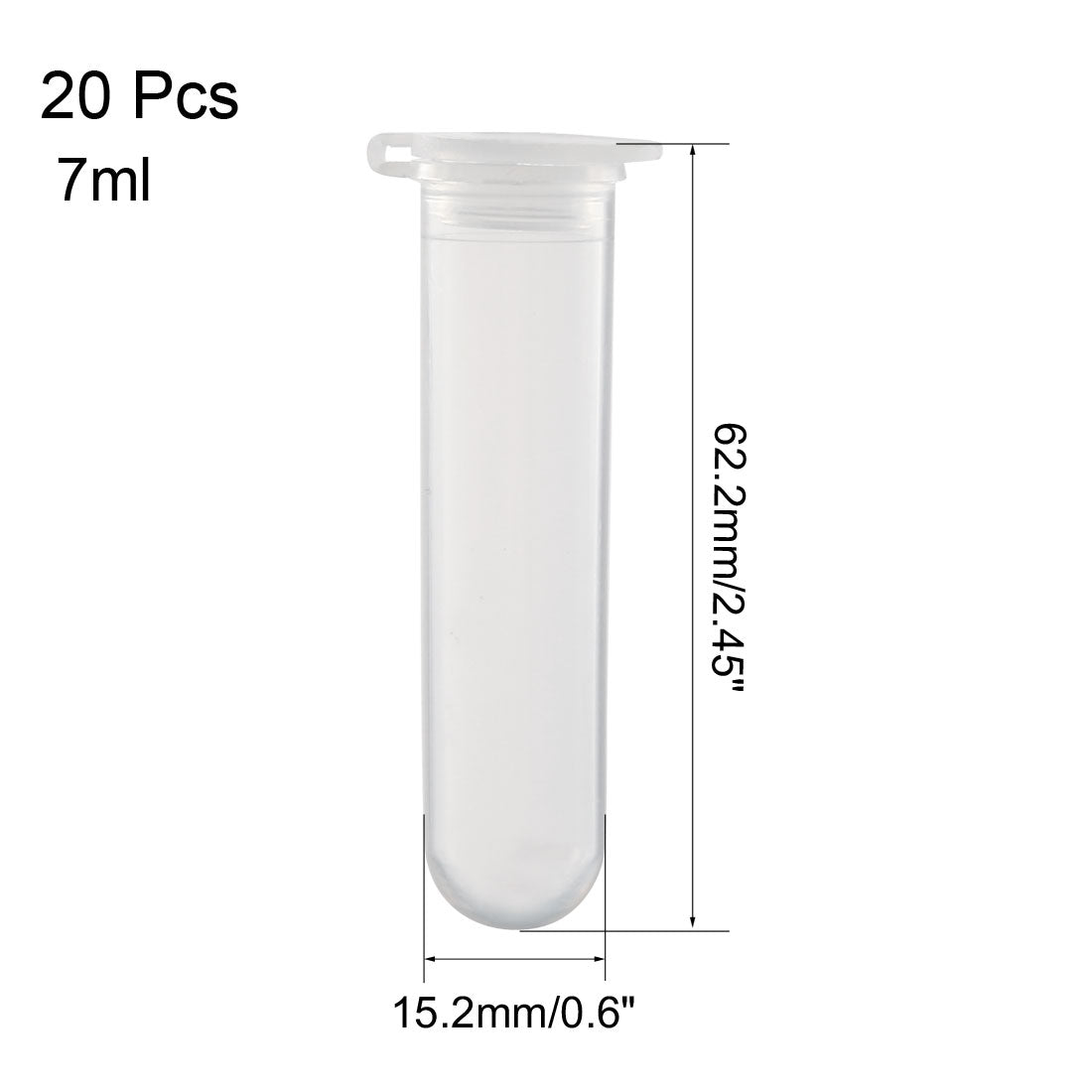 uxcell Uxcell 20 Pcs 7ml Plastic Centrifuge Tubes with Attached Cap, Round Bottom