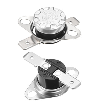 Harfington Uxcell Temperature Control Switch , Thermostat , KSD301 40°C , 10A , Normally Closed N.C 6.3mm Pin 2pcs