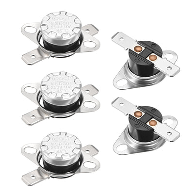 Harfington Uxcell Temperature Control Switch , Thermostat , KSD301 45°C , 10A , Normally Closed N.C 6.3mm Pin 5pcs