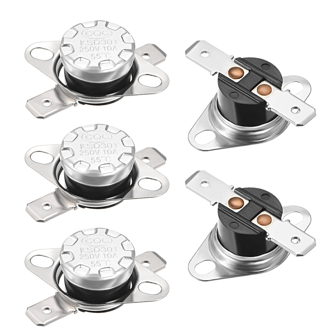 uxcell Uxcell Temperature Control Switch , Thermostat , KSD301 55°C , 10A , Normally Closed N.C 6.3mm Pin 5pcs