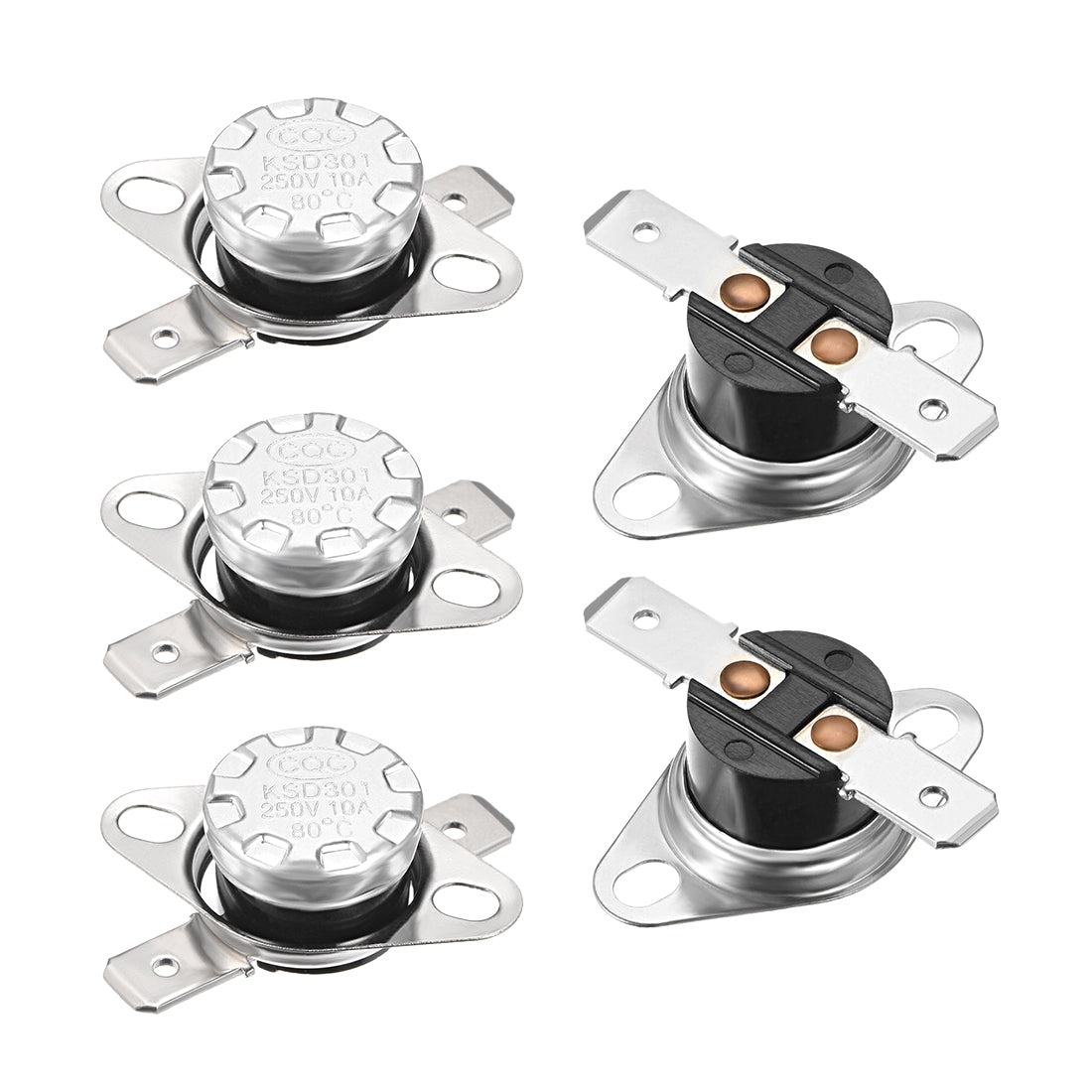 uxcell Uxcell Temperature Control Switch , Thermostat , KSD301 80°C , 10A , Normally Closed N.C 6.3mm Pin 5pcs