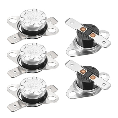Harfington Uxcell Temperature Control Switch , Thermostat , KSD301 125°C , 10A , Normally Closed N.C 6.3mm Pin 5pcs