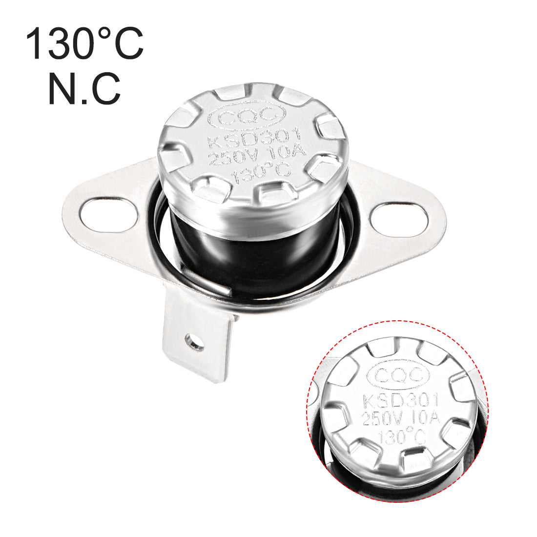 uxcell Uxcell Temperature Control Switch , Thermostat , KSD301 130°C , 10A , Normally Closed N.C Right Angle 5pcs