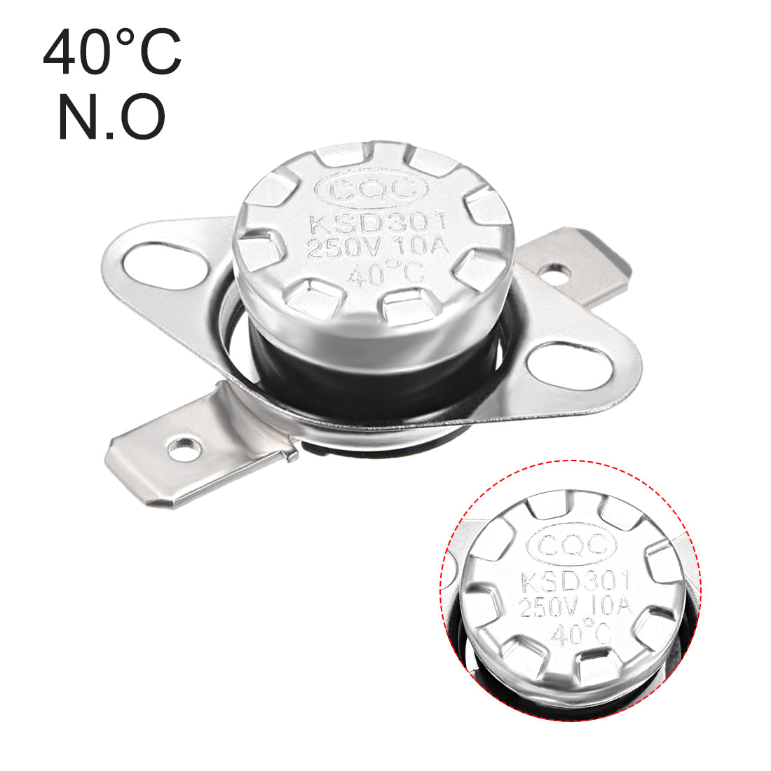 uxcell Uxcell Temperature Control Switch , Thermostat , KSD301 40°C , 10A , Normally Open N.O 6.3mm Pin 5pcs